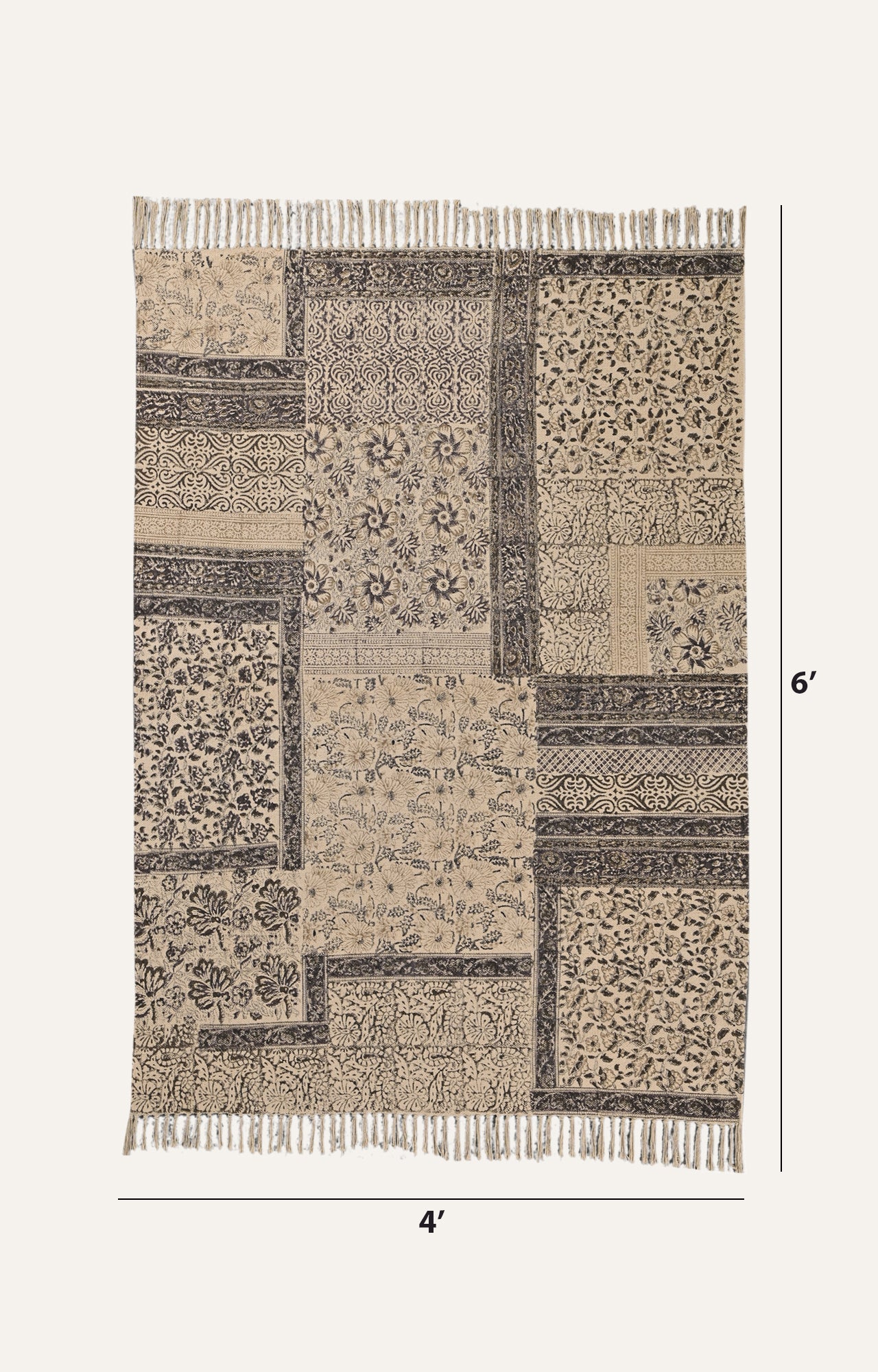 Patch Block-Printed Cotton Rug