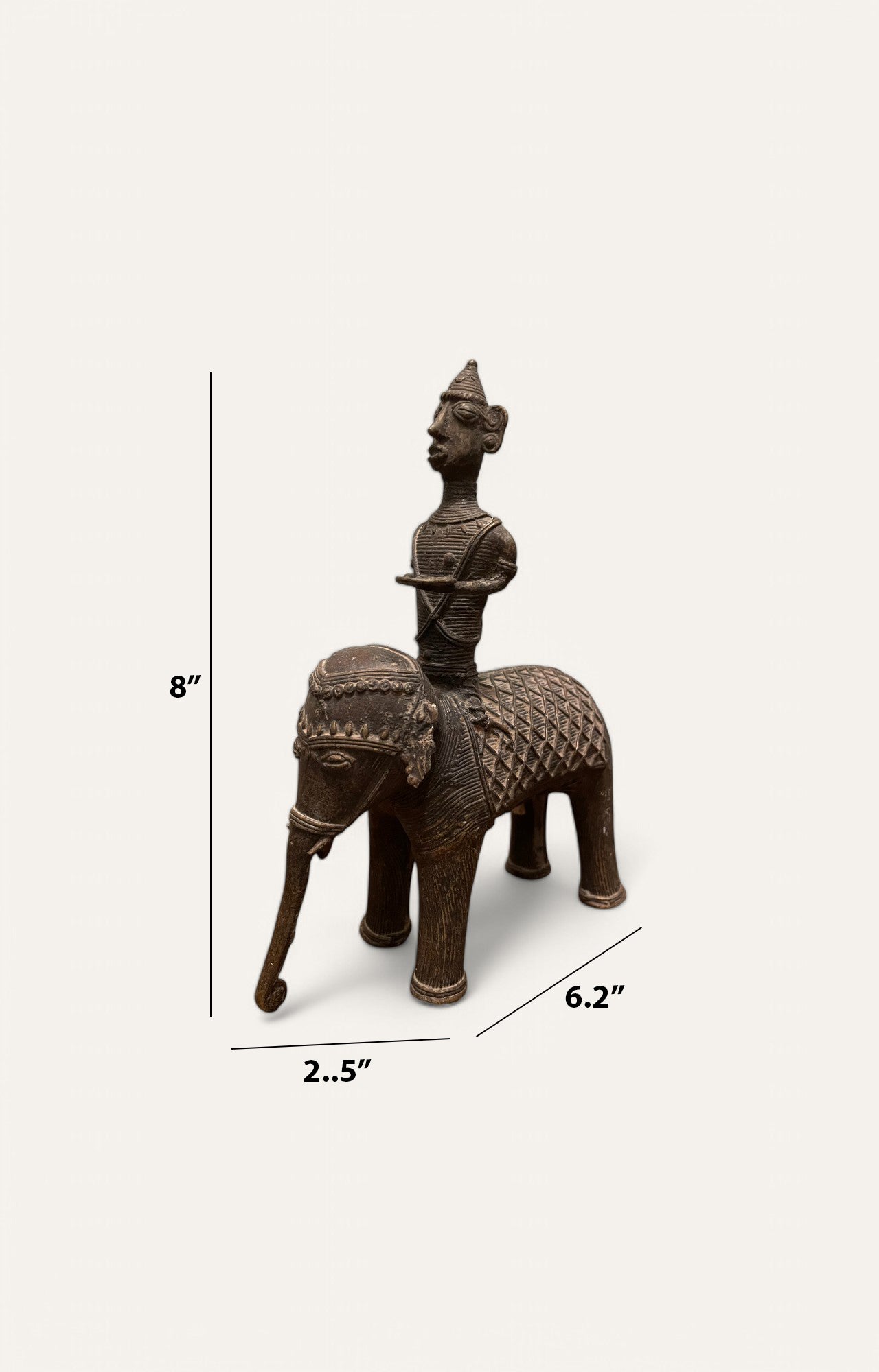 Man on Elephant Tribal Brass Sculpture