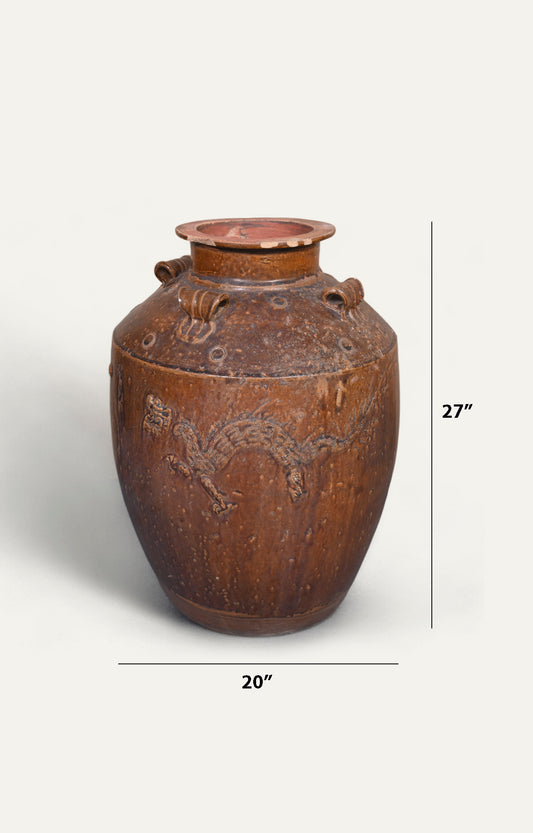 Rustic Dragon Clay Pot