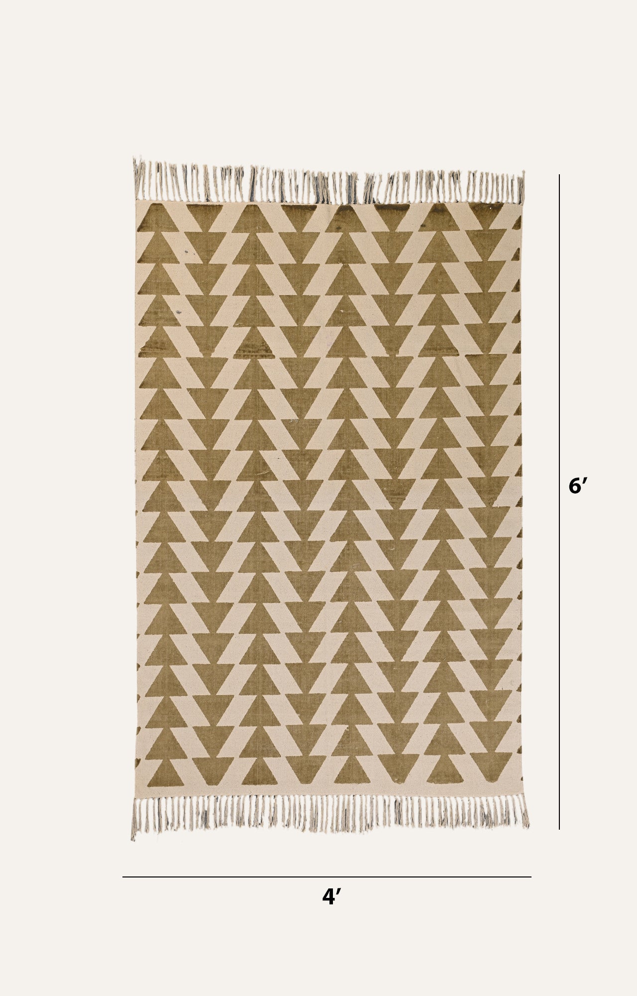 Olive Green Zigzag Chevron Cotton Rug