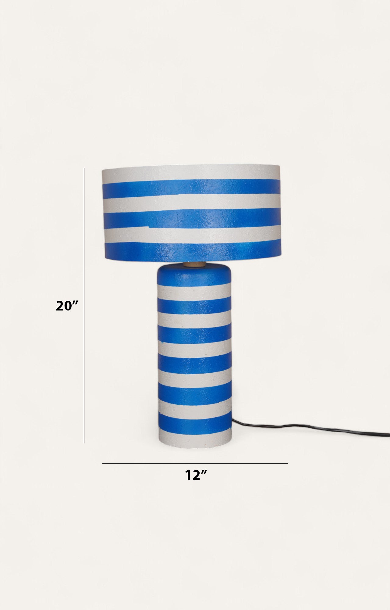 Coastal Blue & White Striped Plaster Table Lamp