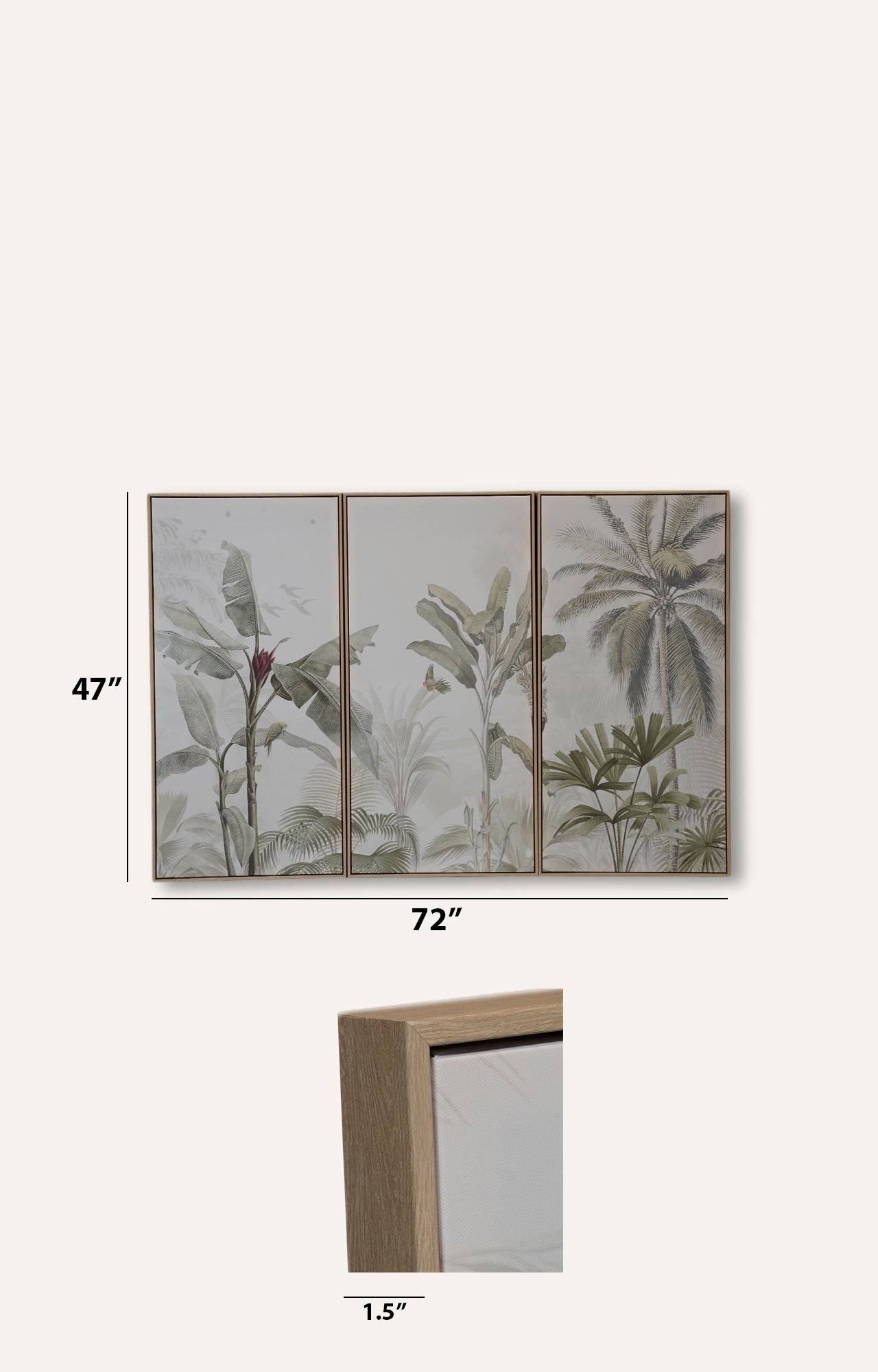 Coastal Palm Canvas Painting Print Set of 3