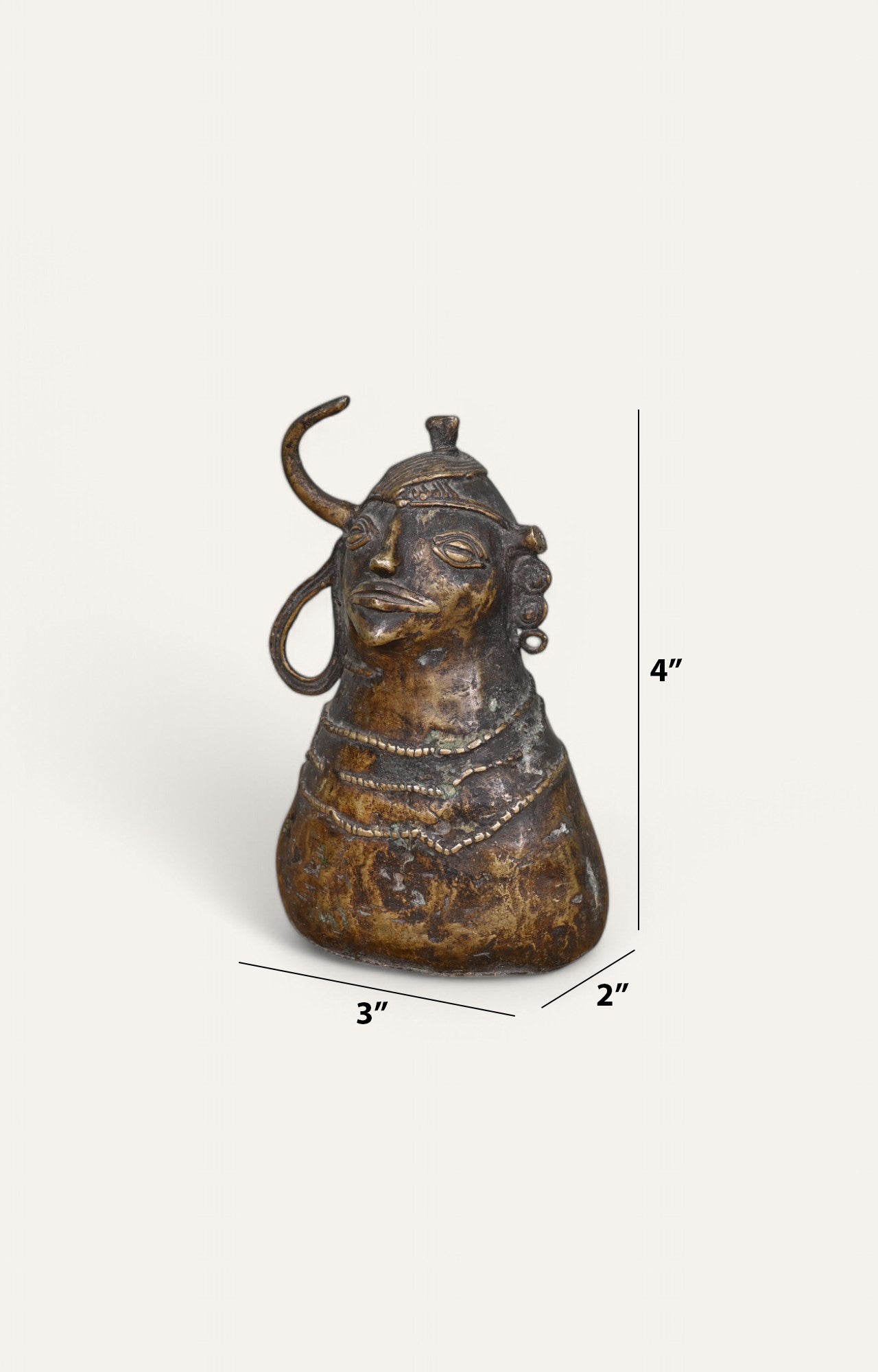 Lady with Hoop Earrings Brass Sculpture