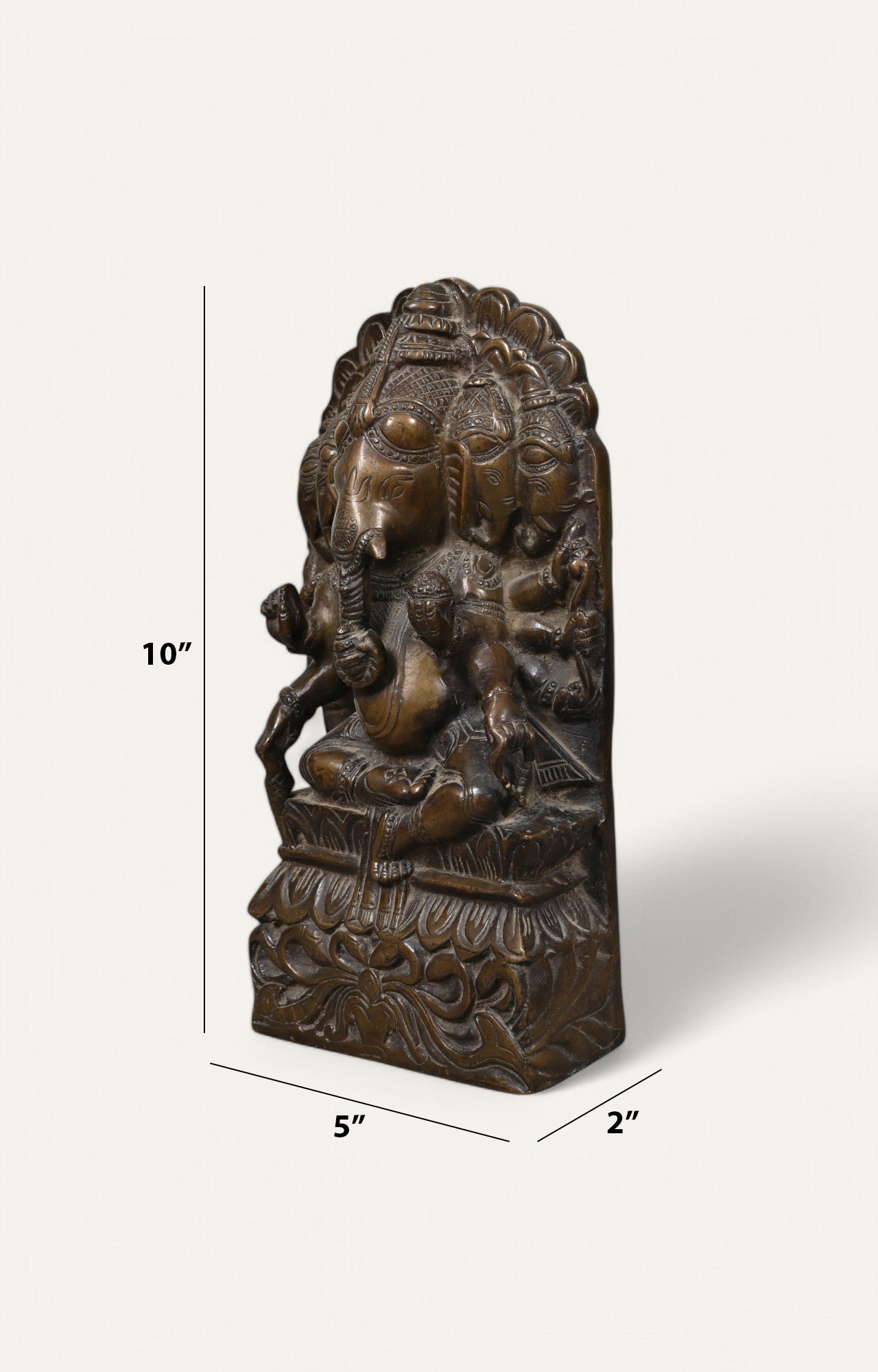 Five Headed Lord Ganesha Brass Statue