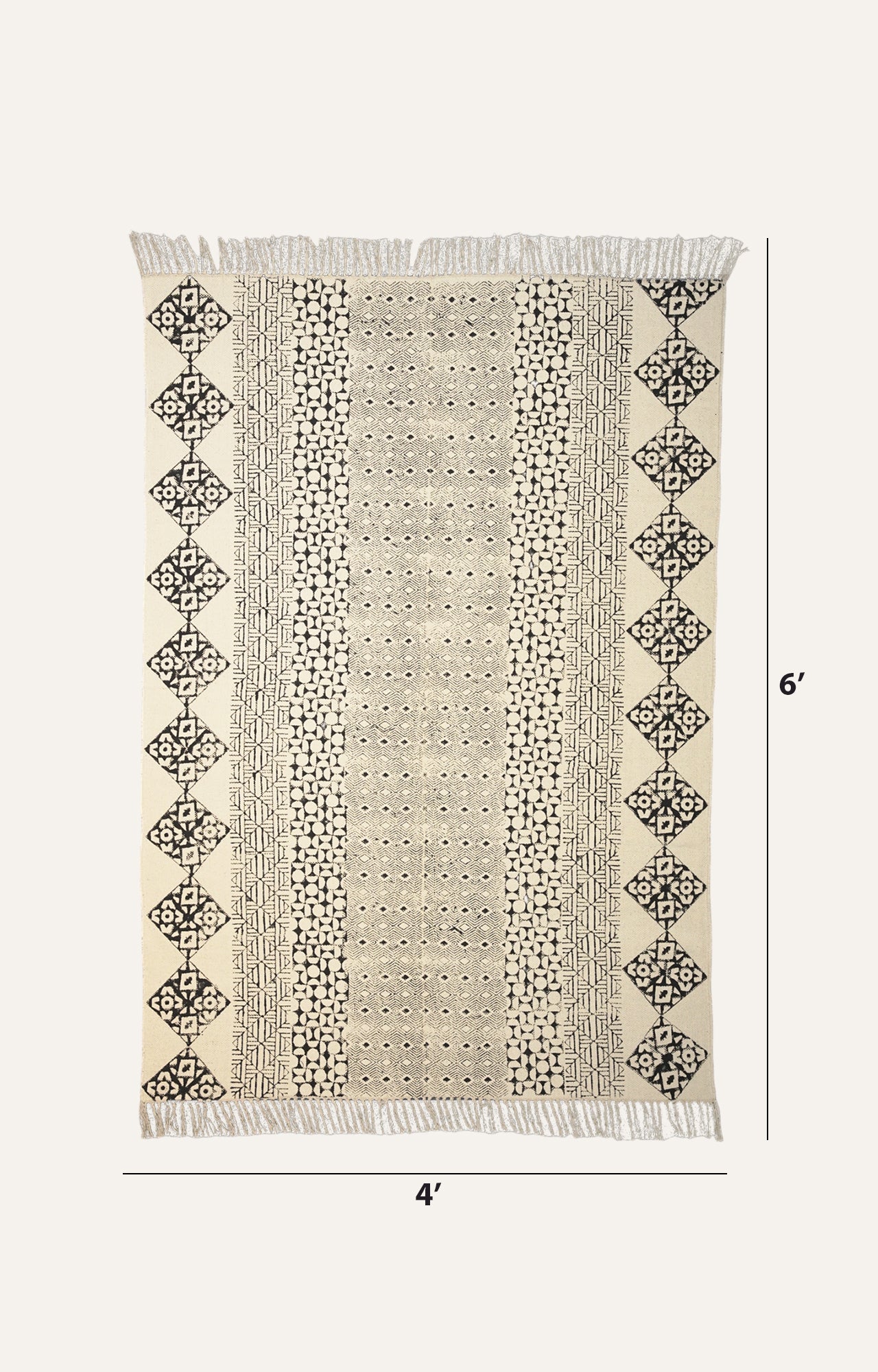 Monochrome Geometry Cotton Rug