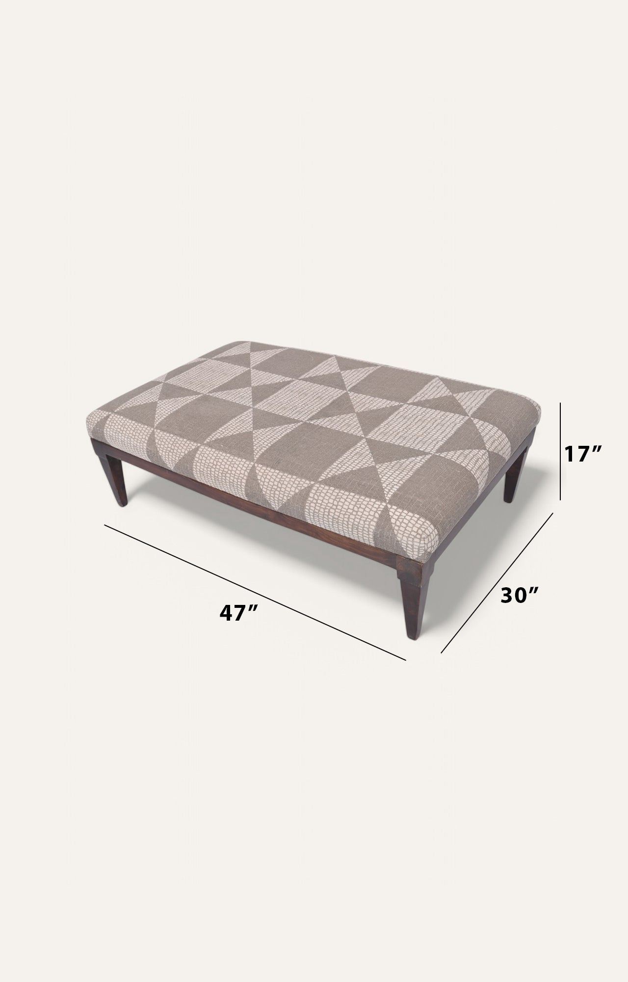 Geometric Printed Wooden Ottoman