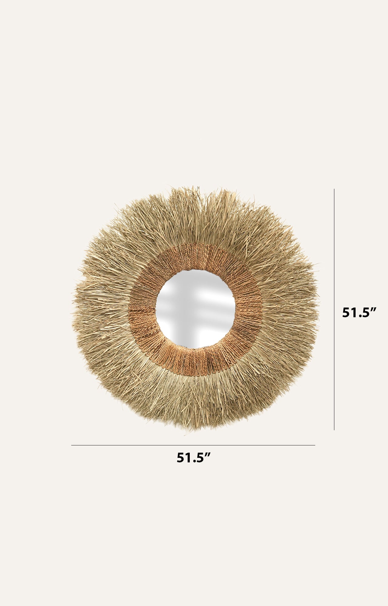 Round Abaca Fringe Mirror in Natural Sea Grass