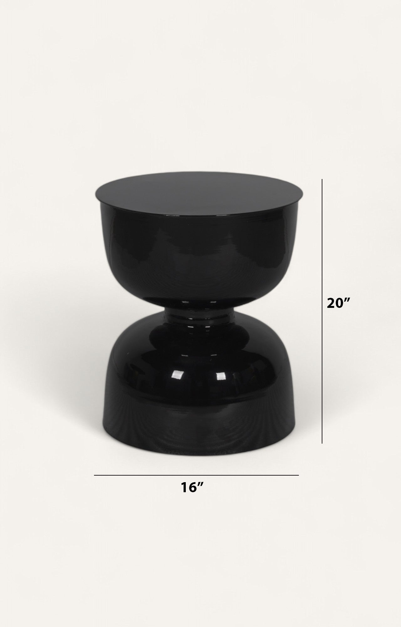 Modern Gloss Black Hourglass Side Table