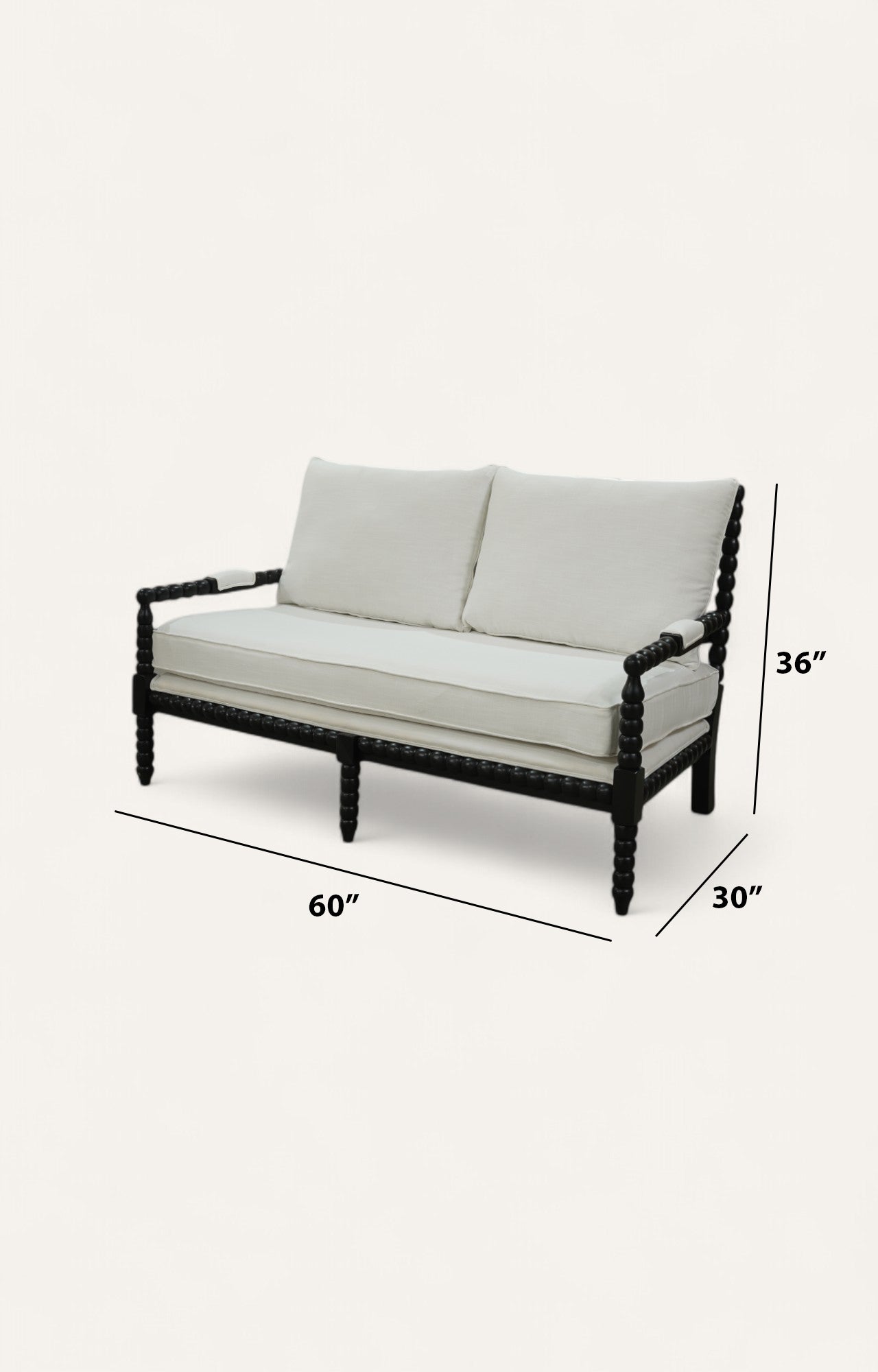 Classical Wooden Sofa Settee in Ivory and Black