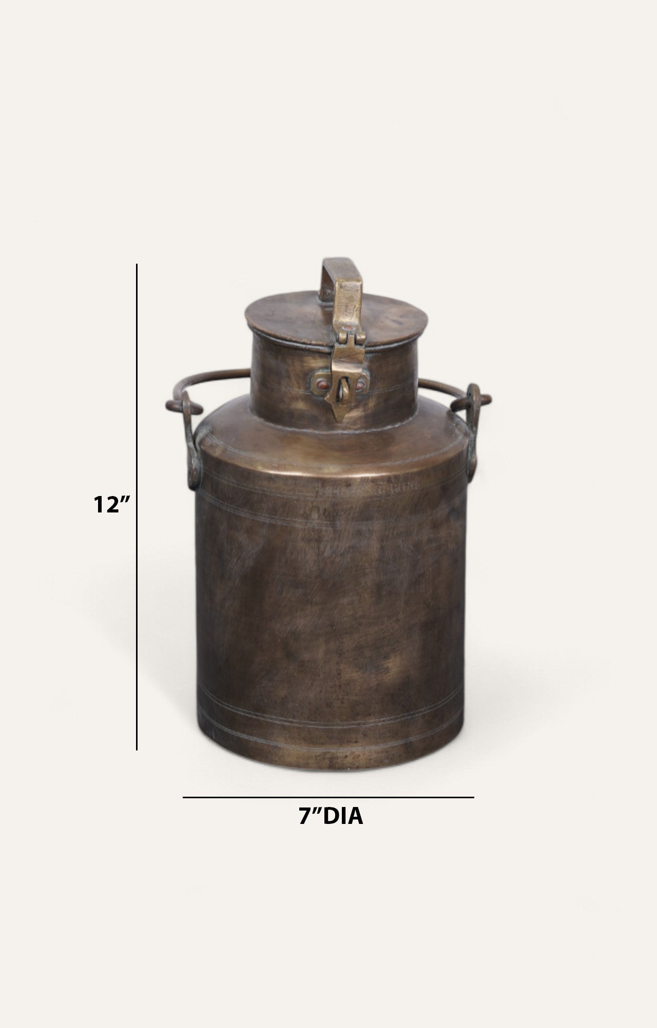 Vintage Brass Milk Can with Script Detailing