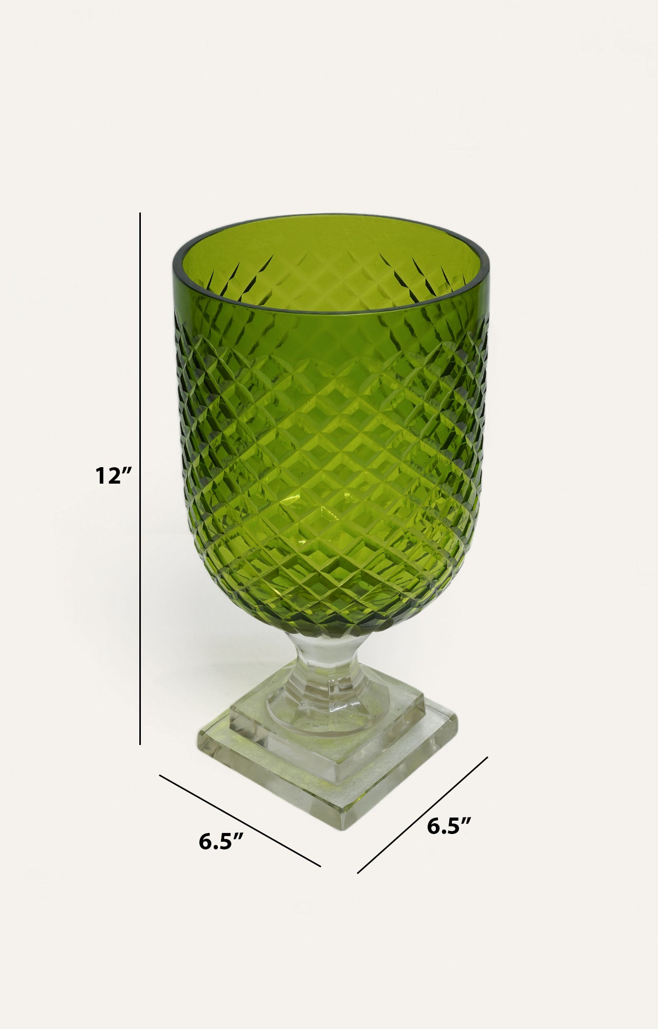 Olive Lattice Cut Glass Candle Stand