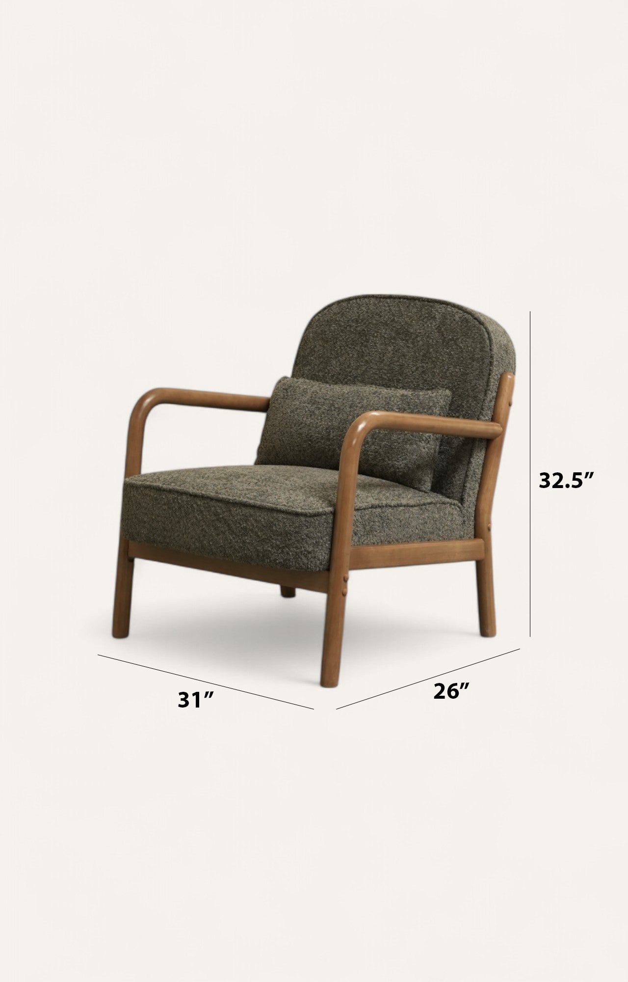 Mid-Century Bouclé Armchair with Wooden Frame
