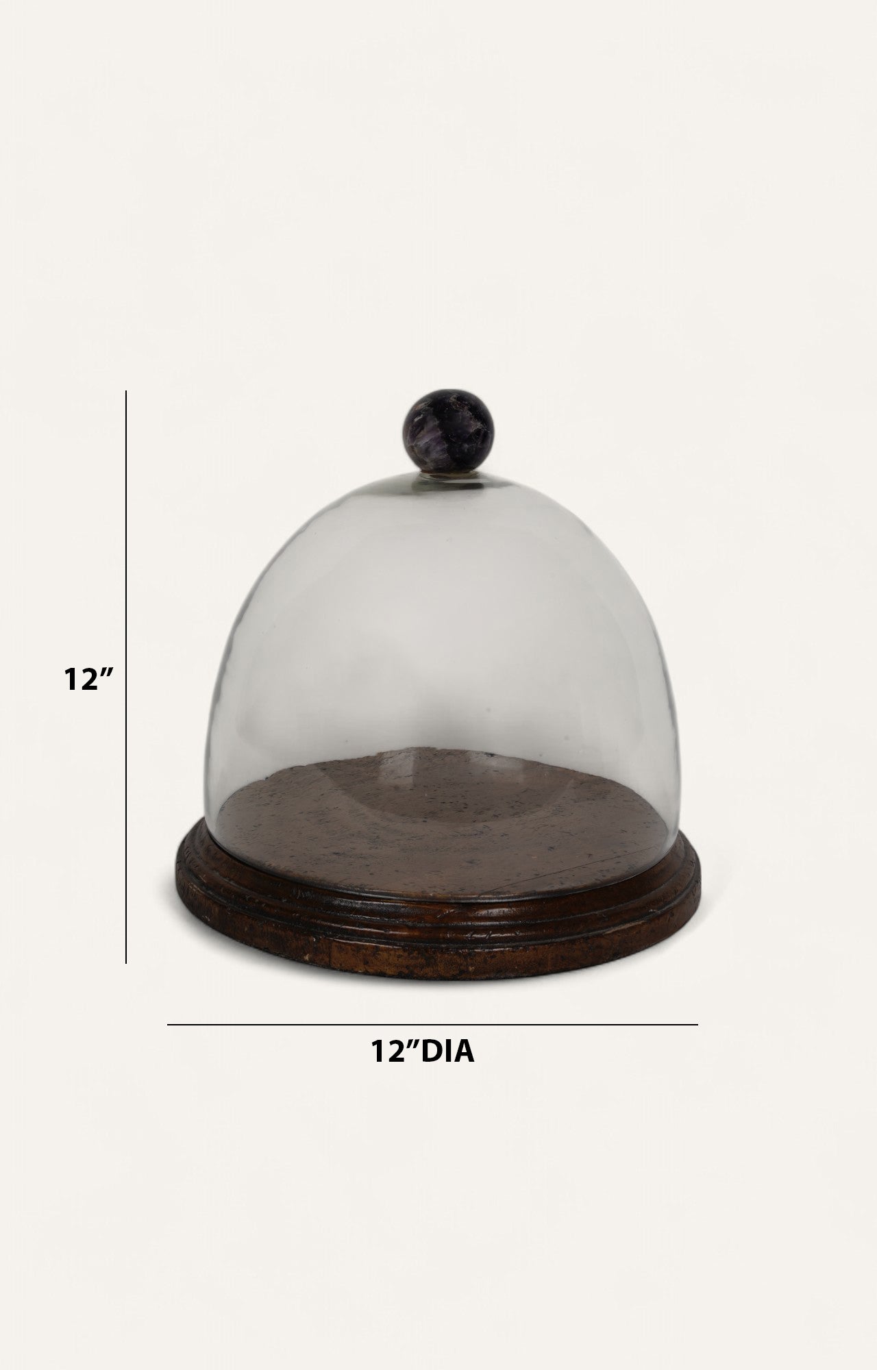 Handblown Glass Cake Cloche with Amethyst Finial