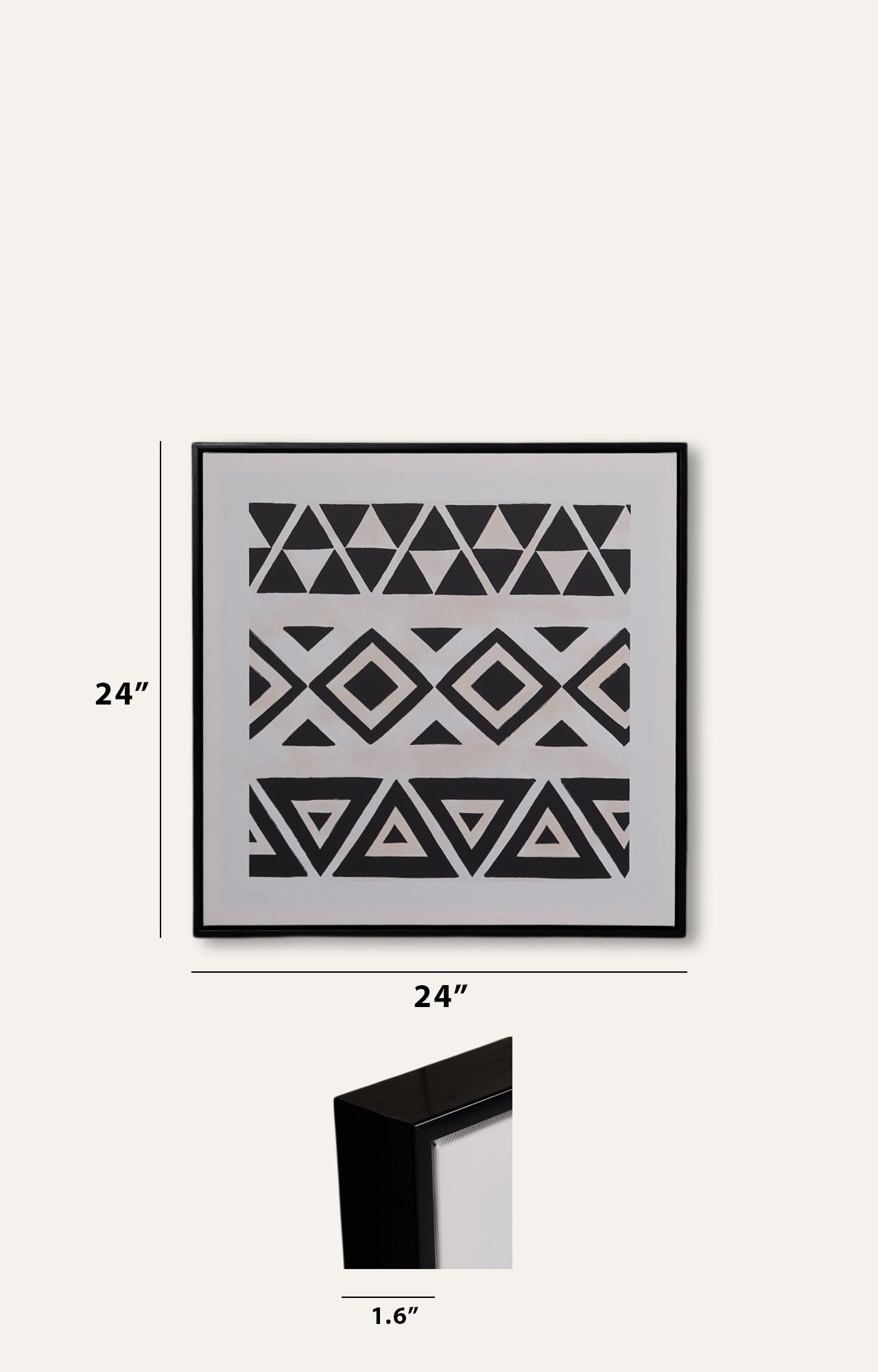 Set of 4 Black Boho Canvas Print with Foil Embellishments Wall Art