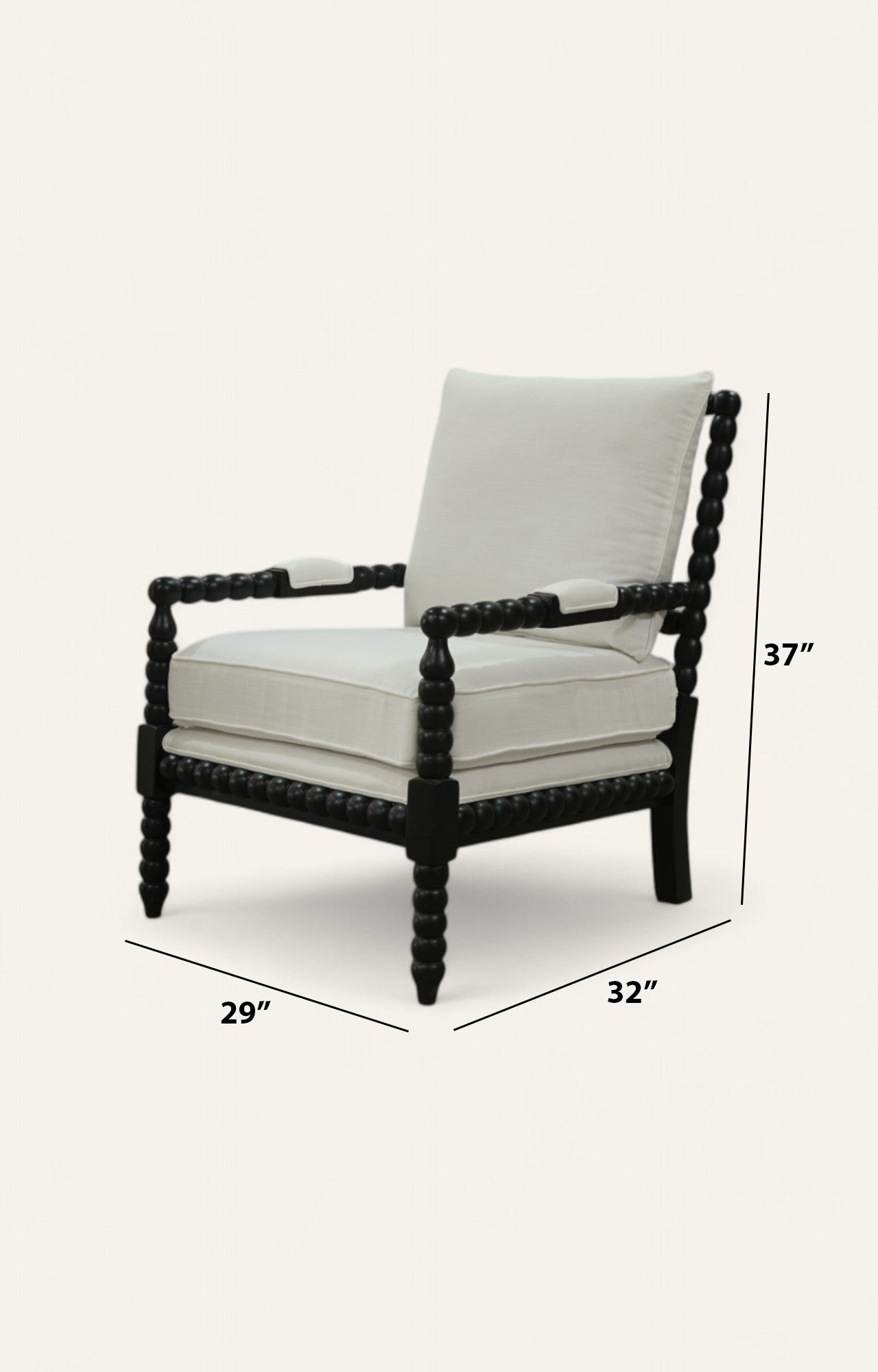 Classical Wooden Lounge Chair in Linen Upholstery