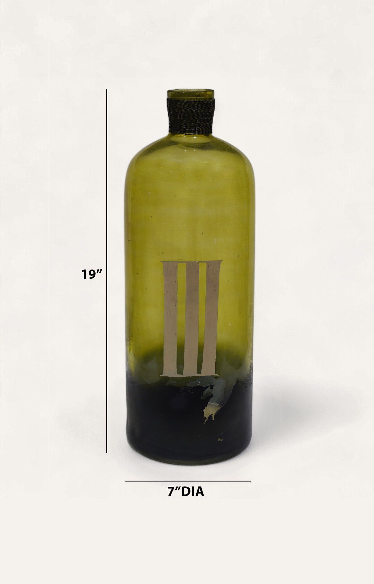 Olive Green Bottle-Design Glass Vase