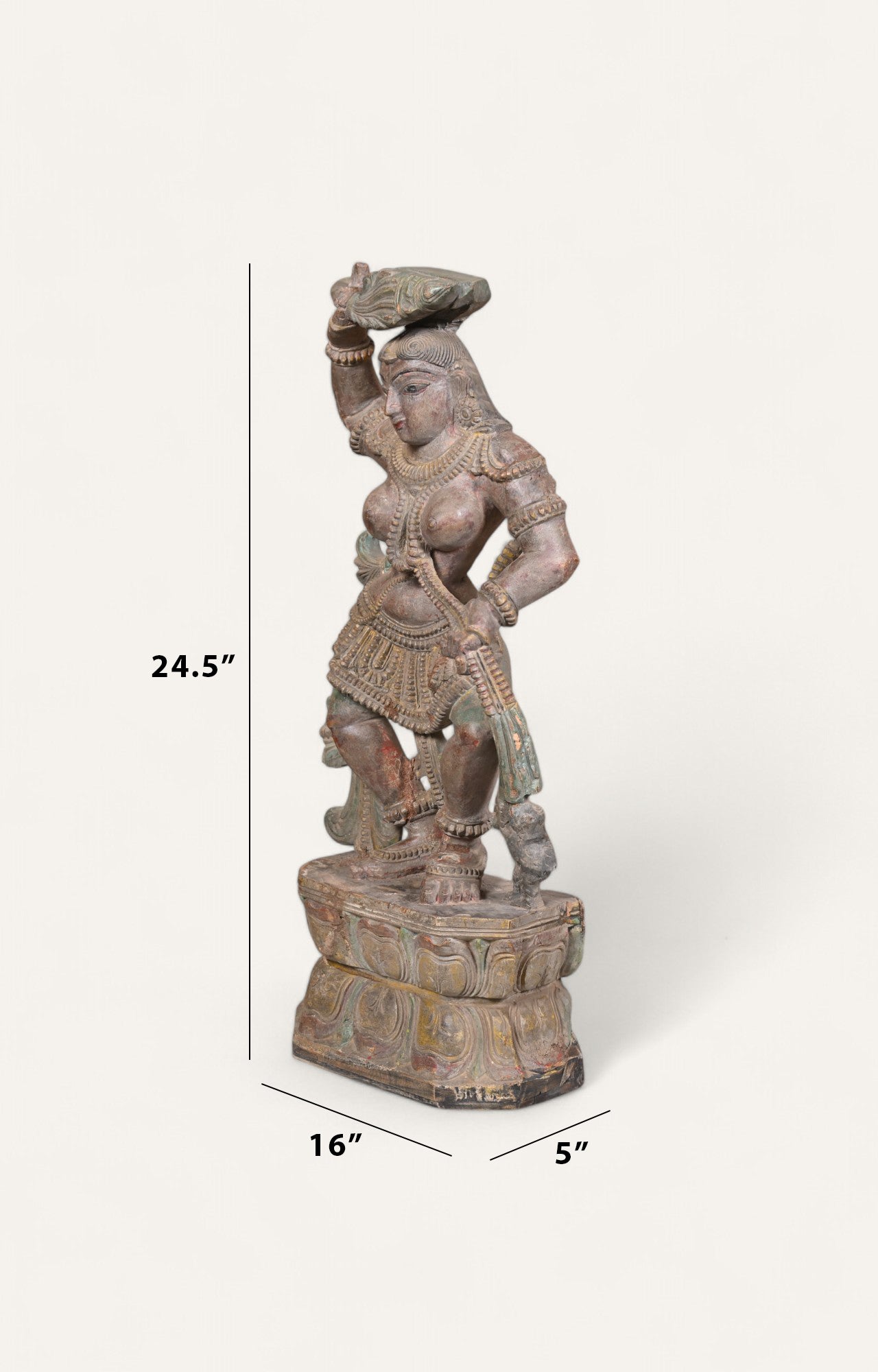 Celestial Grace - Vintage Teak Wood Indian Goddess Statue