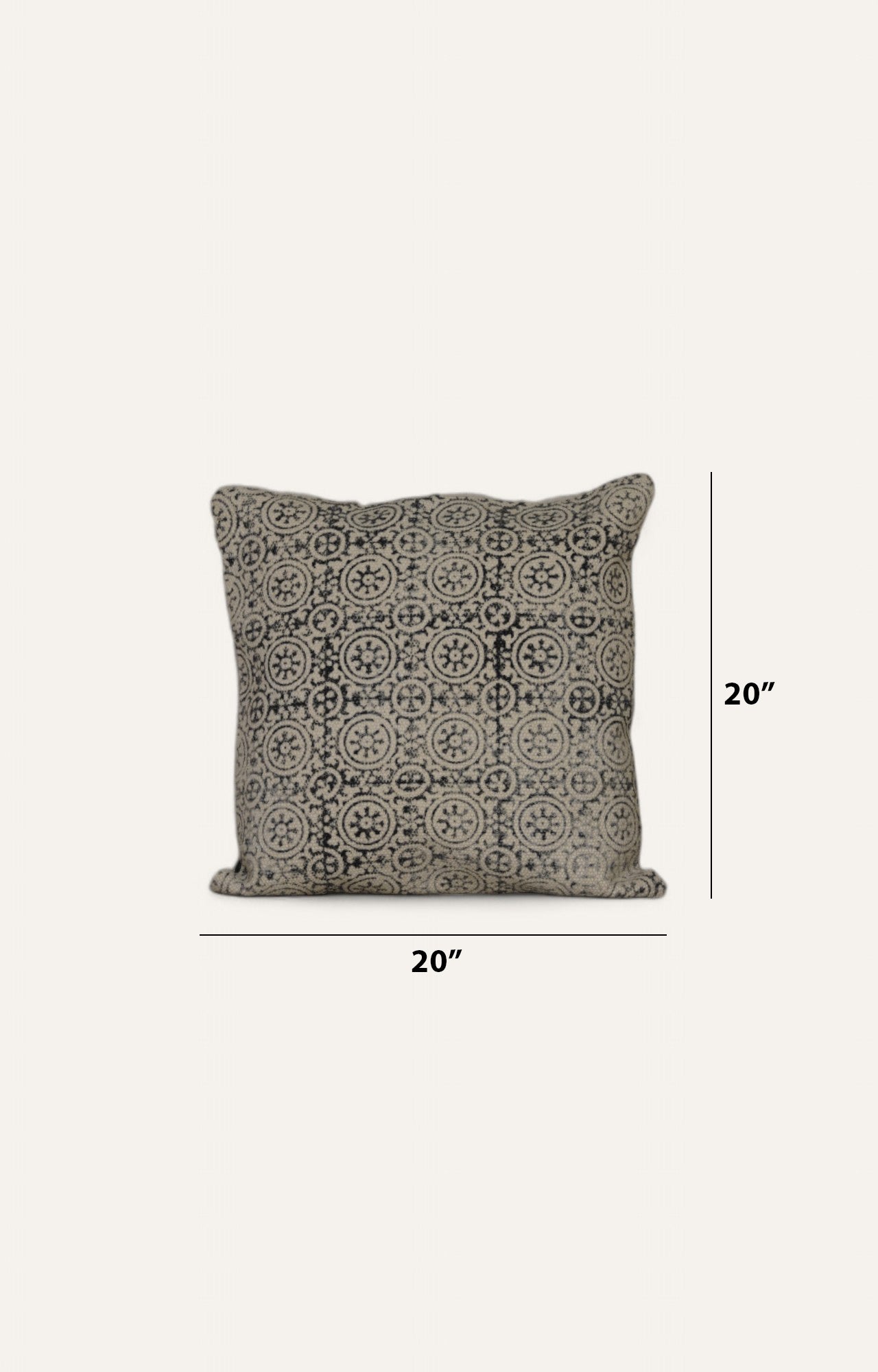 Black Hand-Made Cotton Printed Cushion