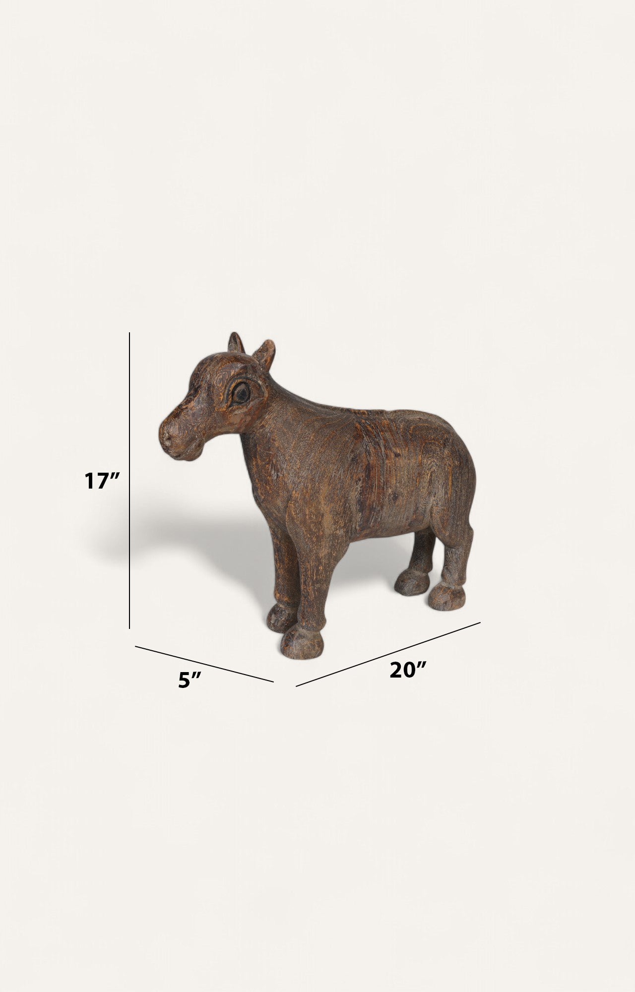 Teak Horse (or Giraffe) Figurine in Standing Posture