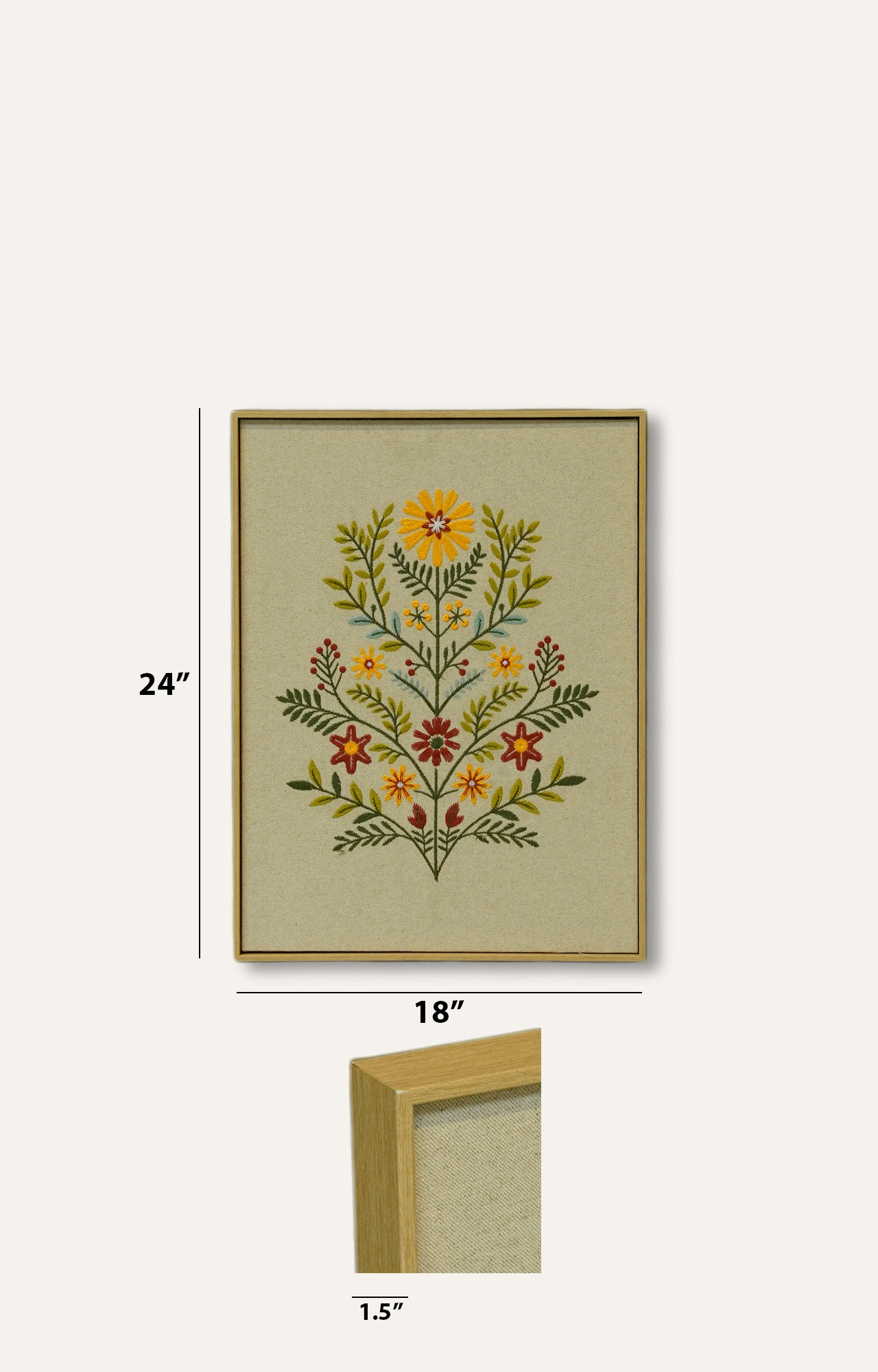 Floral Embroidery Art with Frame