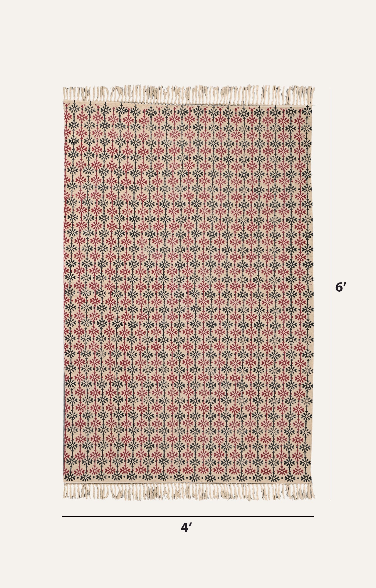 Starburst Motif Block-Printed Rug