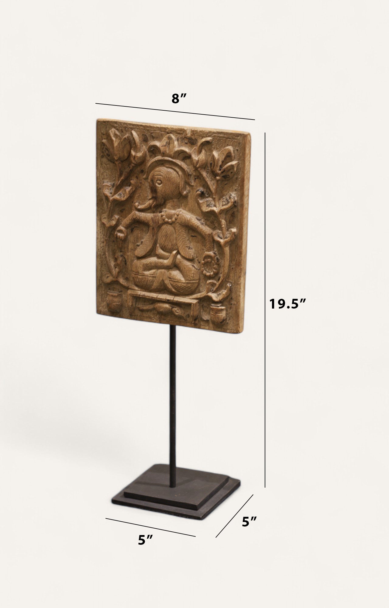 Antique Hand-Carved Ganesha on Wooden Panel