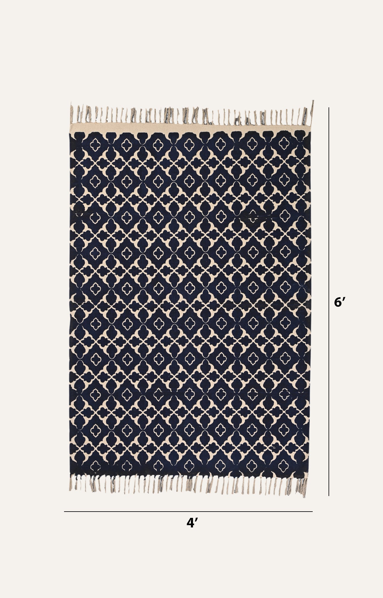 Indigo Lattice Cotton Rug
