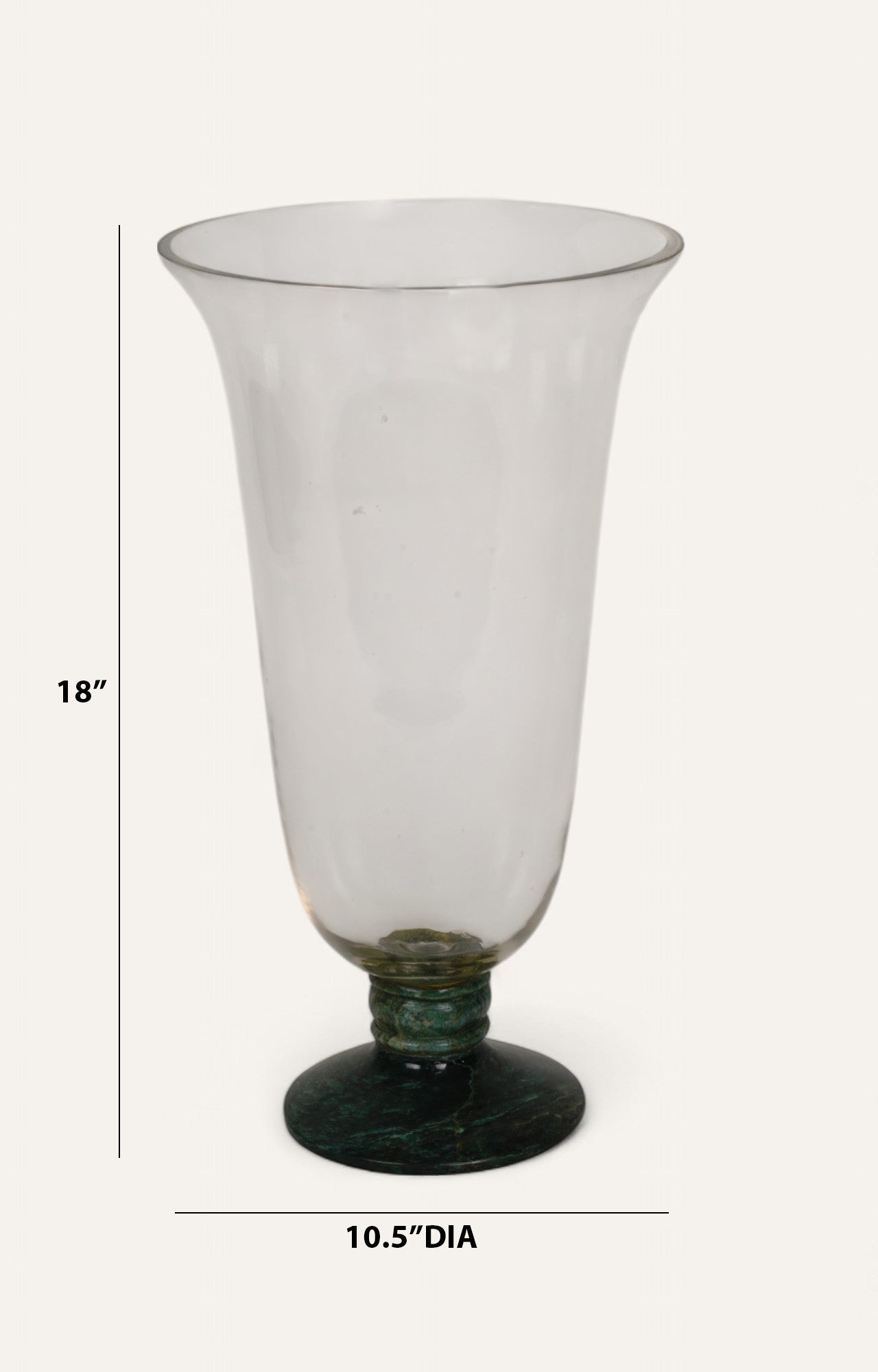 Handblown Tapered Vase with Green Enamel Stone Base