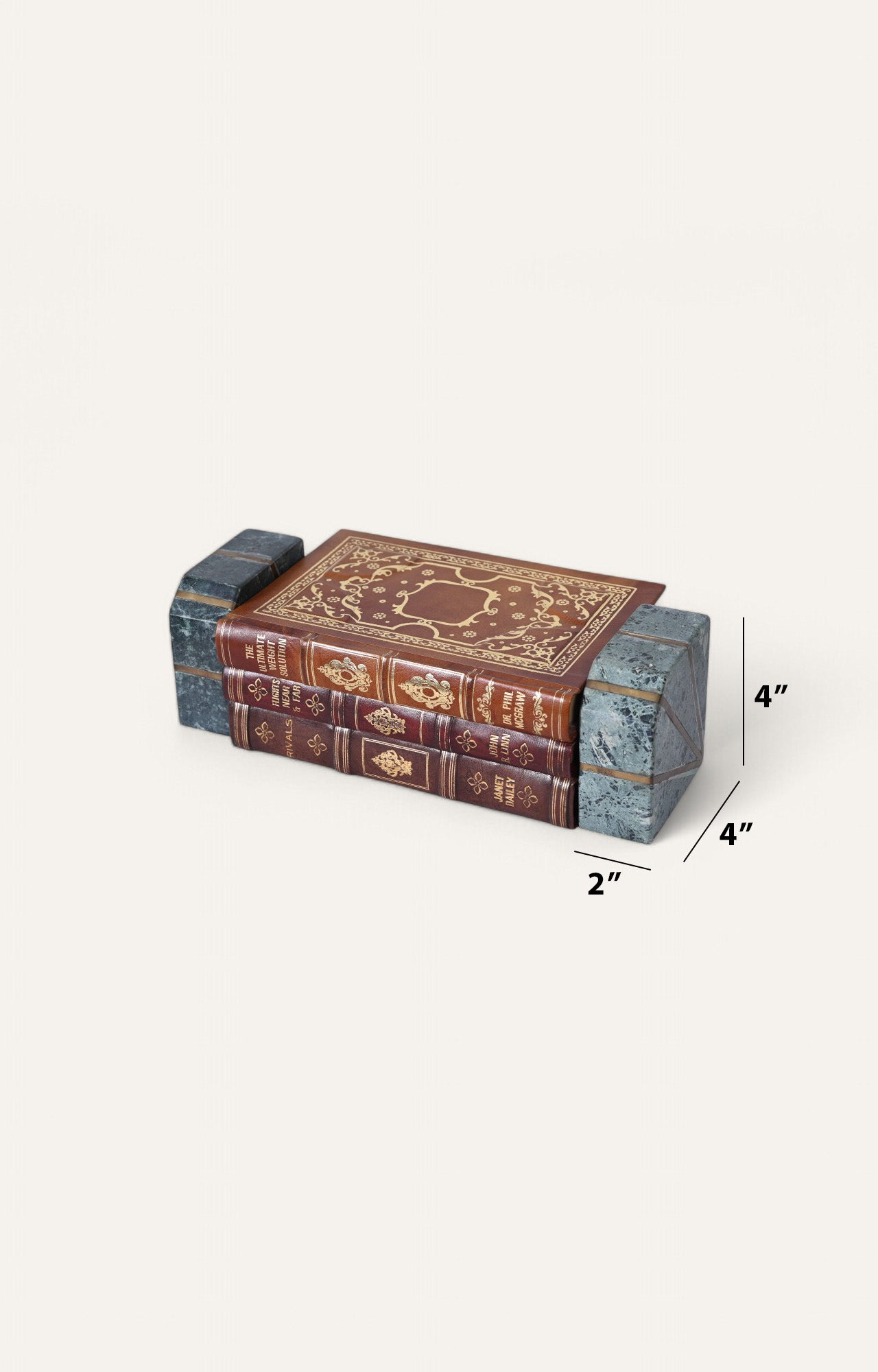 Brass inlaid Book ends Set of 2