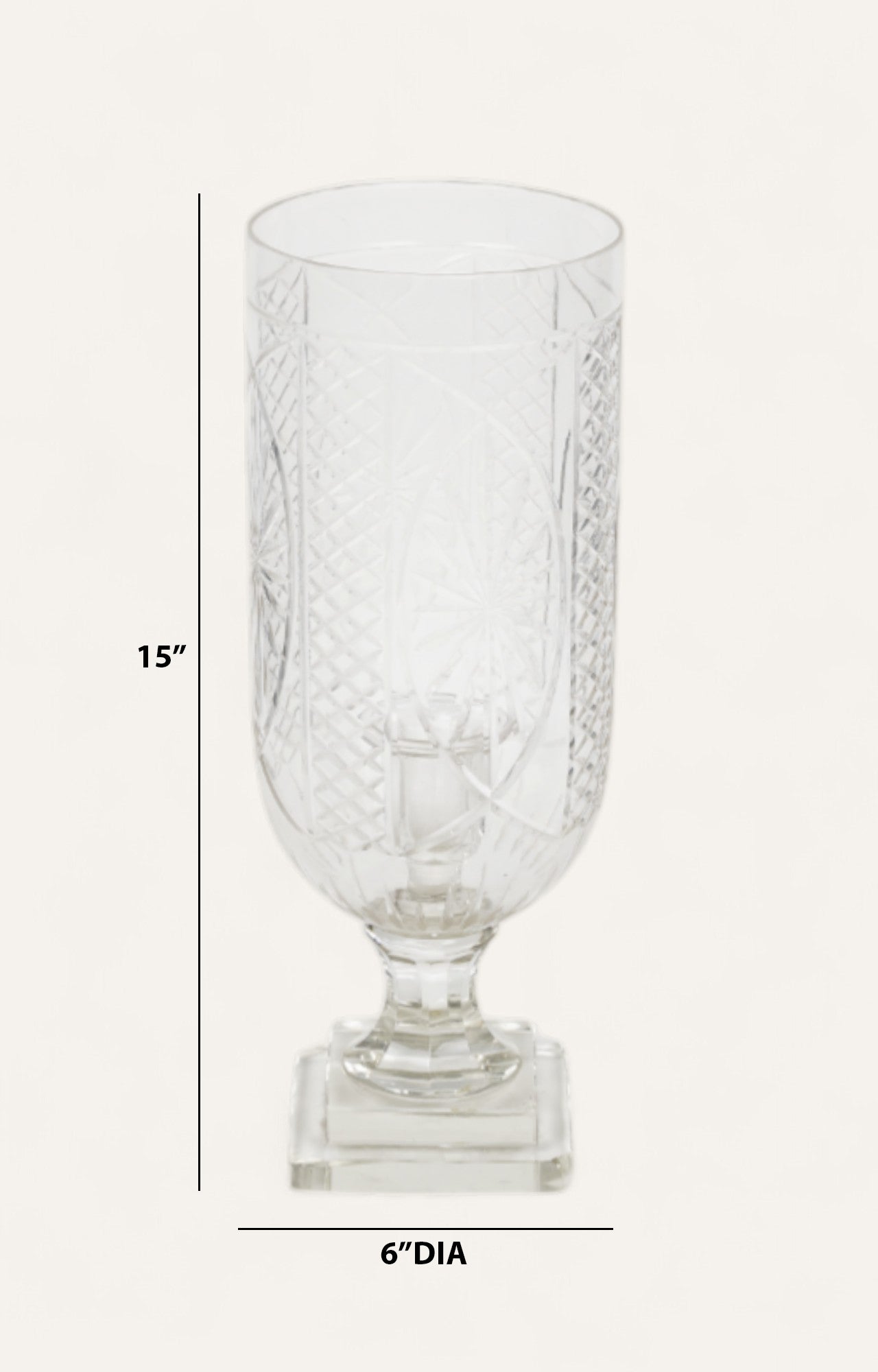 Cut Glass Hurricane   Holder