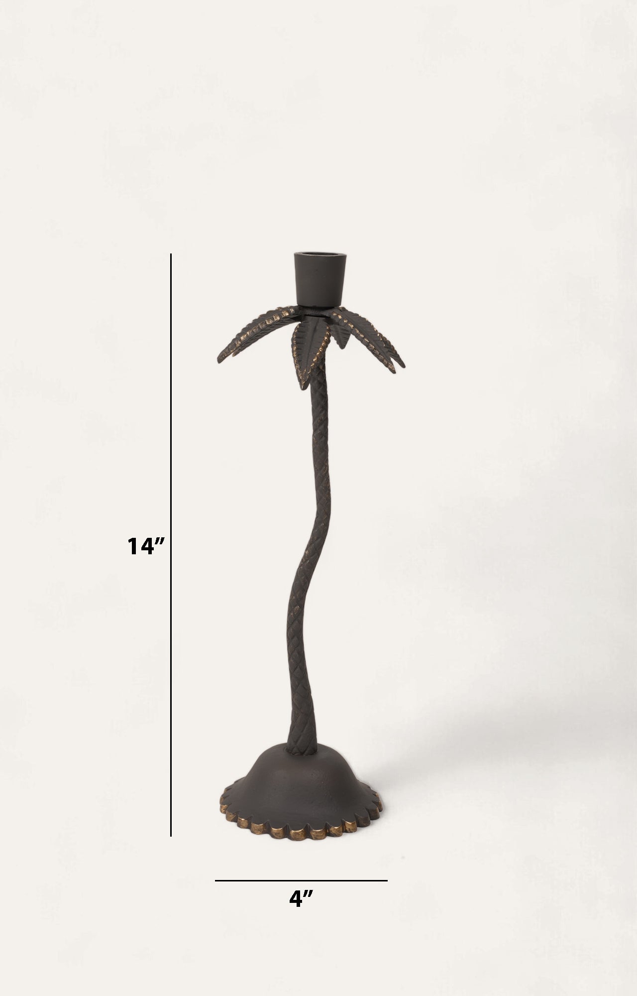 Brass Palm Tree Bronze Candle Stand - Short