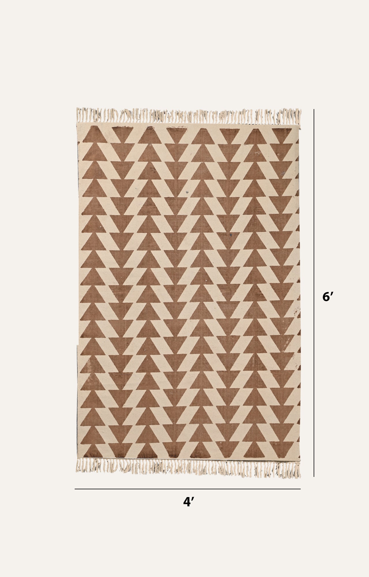 Geometric Chevron Brown Triangles Cotton Rug
