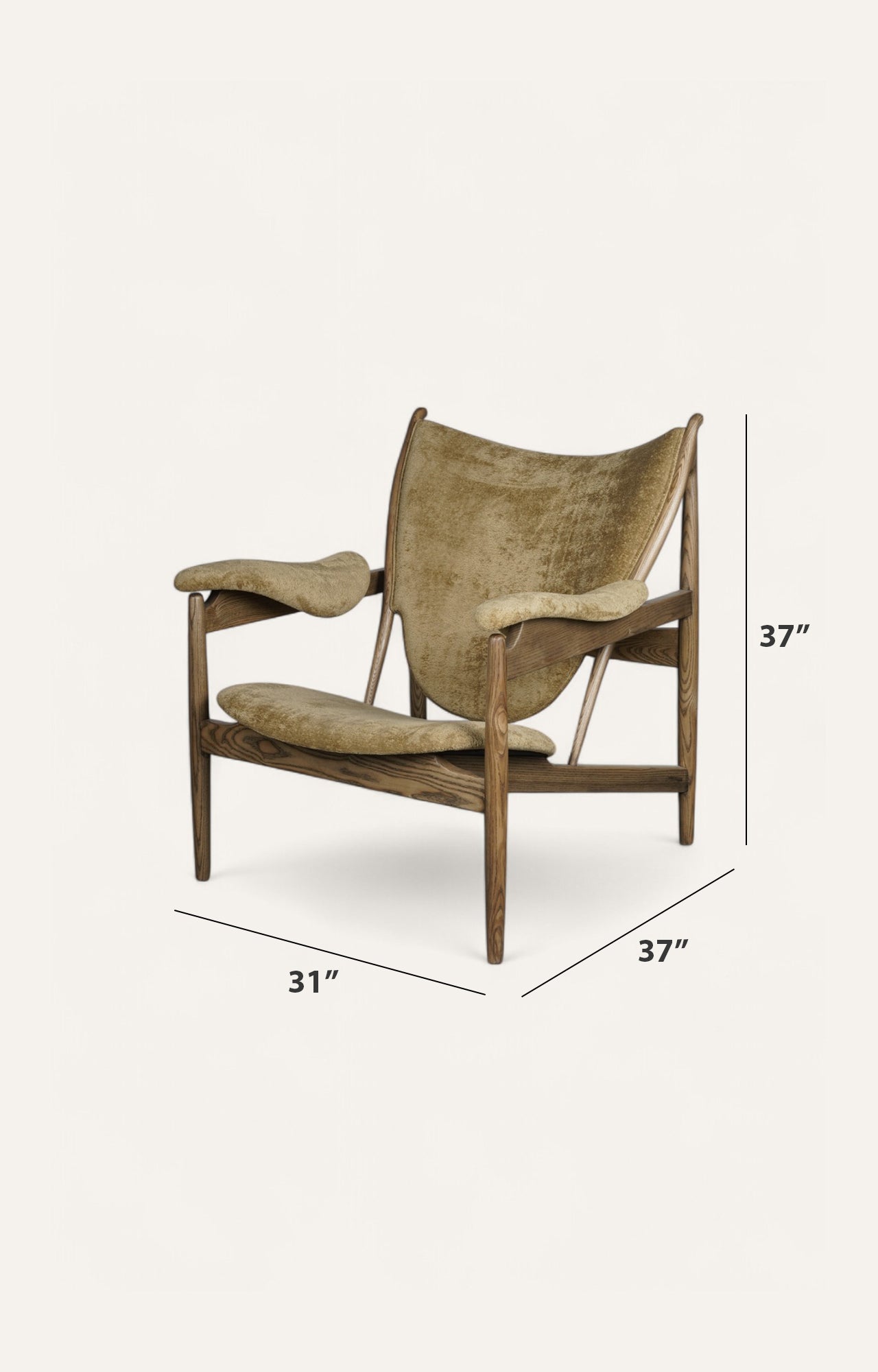 Chieftain Armchair in Velvet and Oak