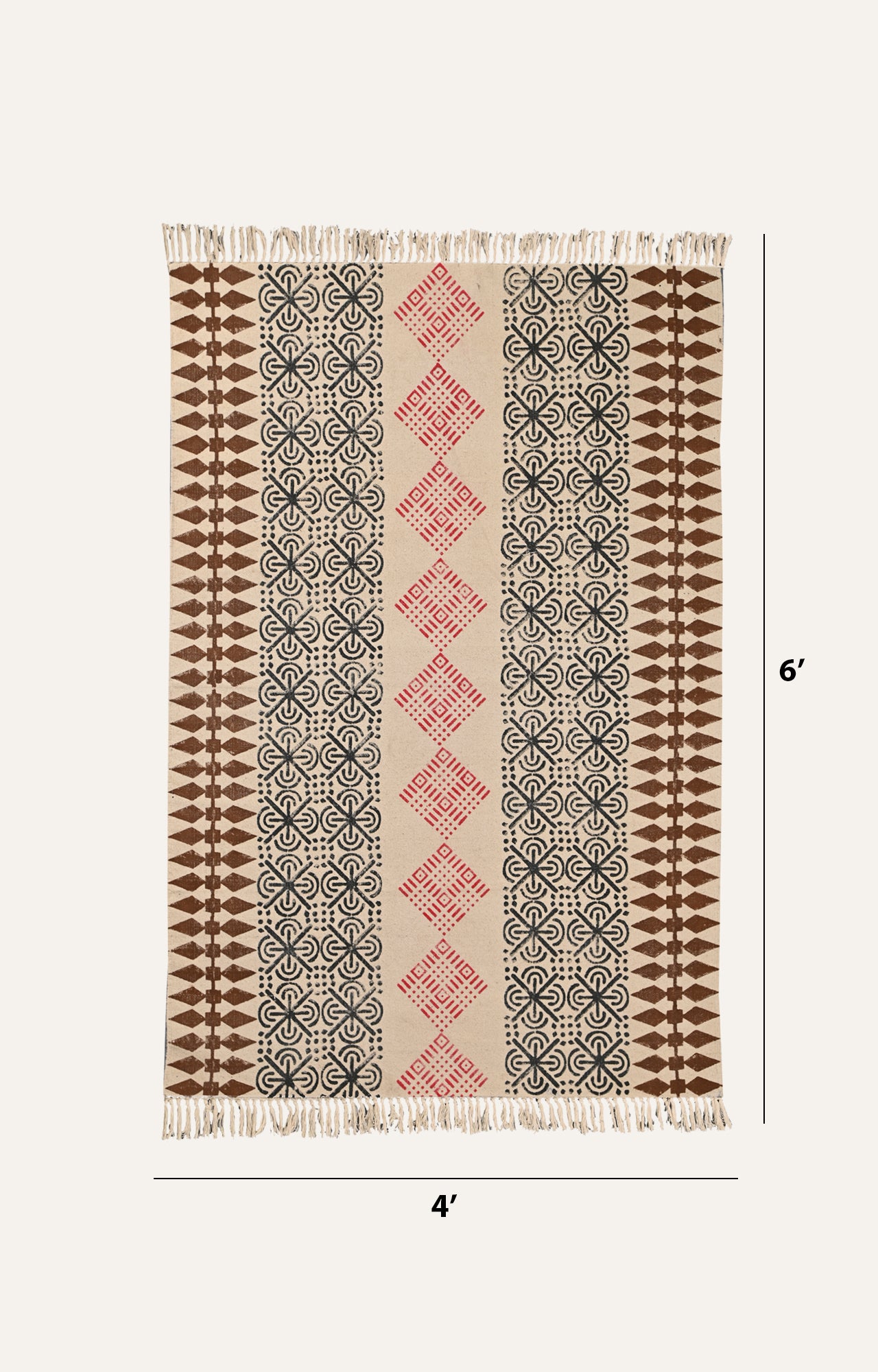 Vibrant Geometric Folk Motif Cotton Rug