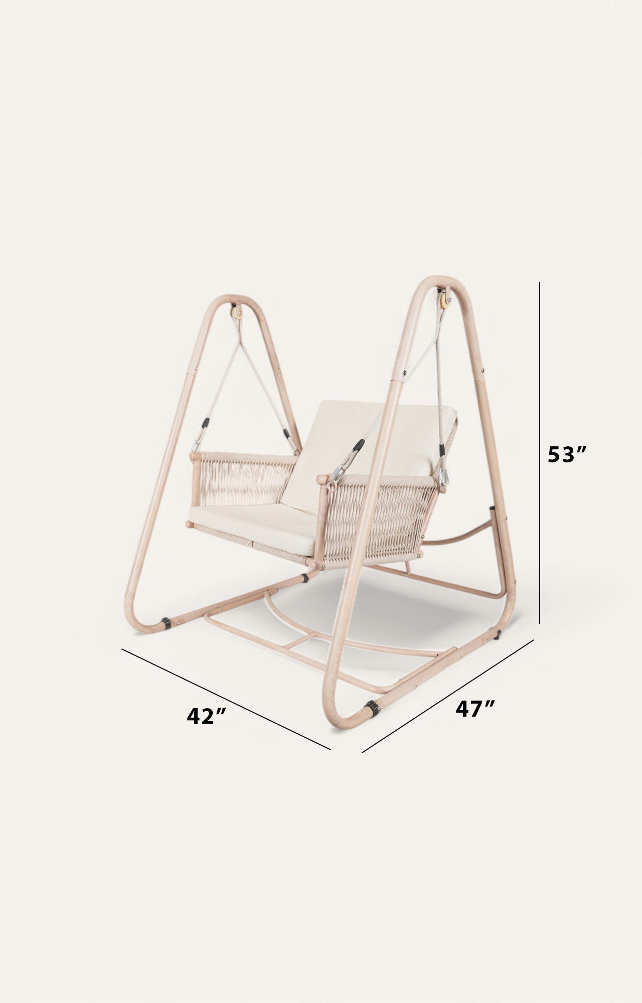 Porch One Seater Swing Garden Metal Chair with Nylon Ropes