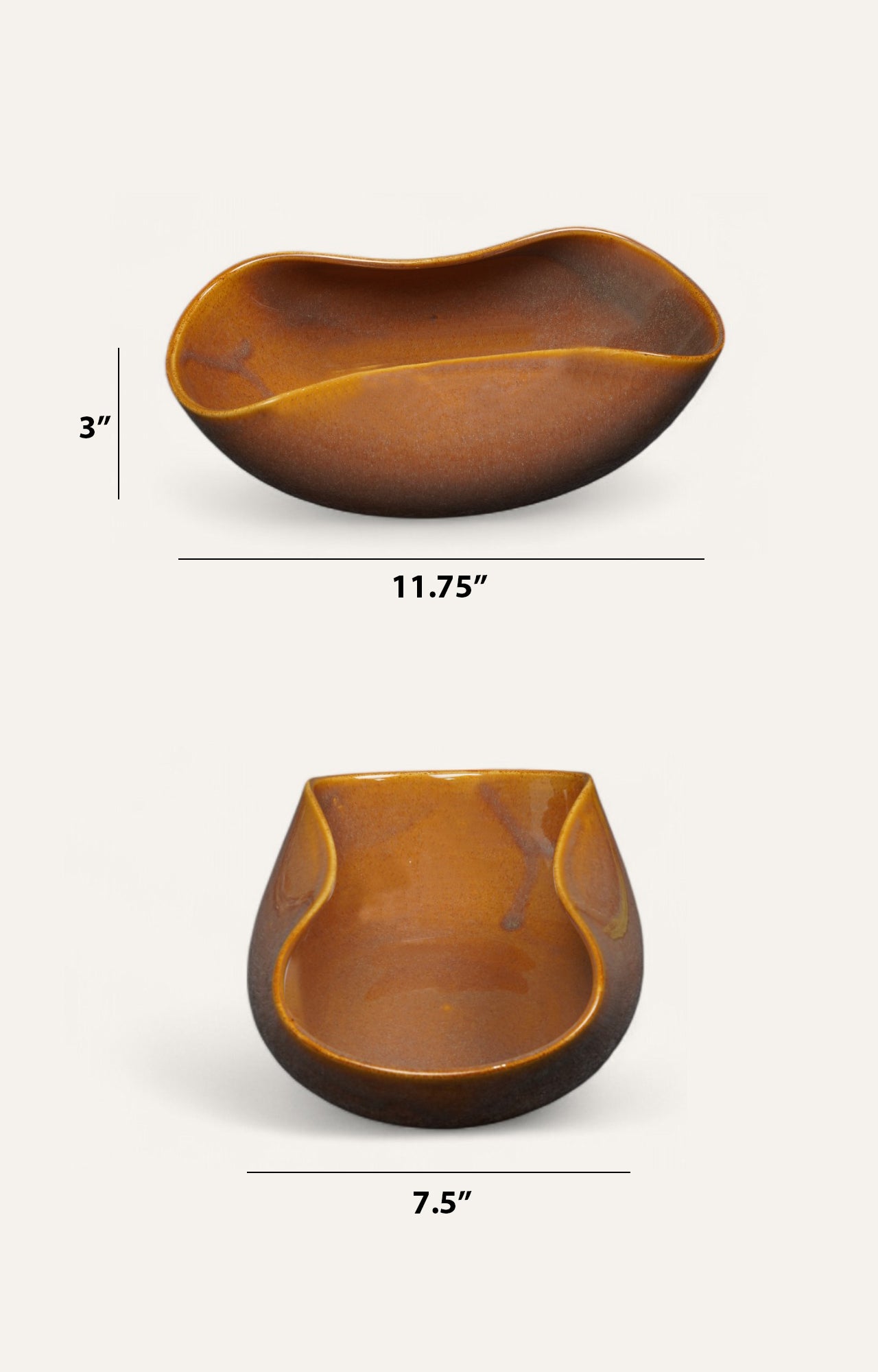 Shell Shape Orange Glazed Ceramic Bowl