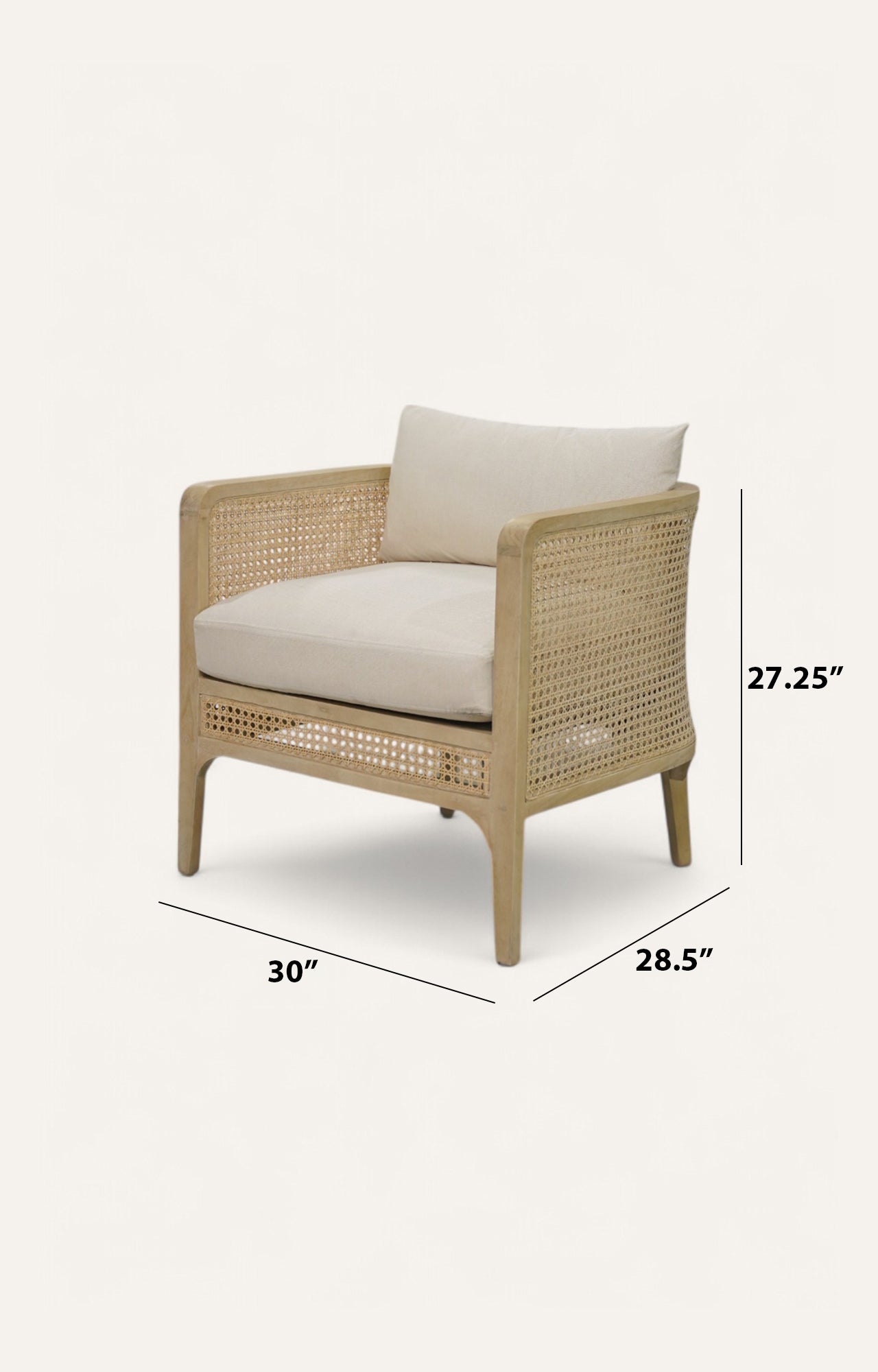 Desert-Toned Cane Armchair in Natural Oak Finish